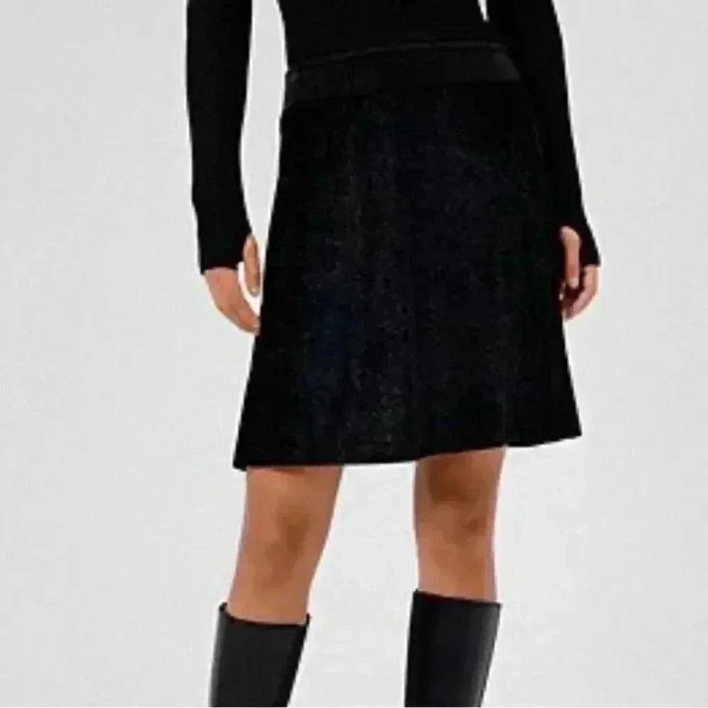 BOSS Hugo boss classic stylish black trend Aline rear zipper wool midi skirt 36